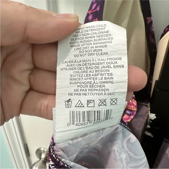 Motherhood Maternity Women’s XL Purple Floral Halter Swim Bathing Suit Top - Picture 9 of 9